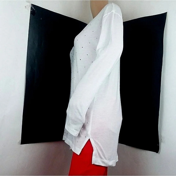 Victoria Secret Pink White Embellished Long Sleeve Top - Picture 3 of 7